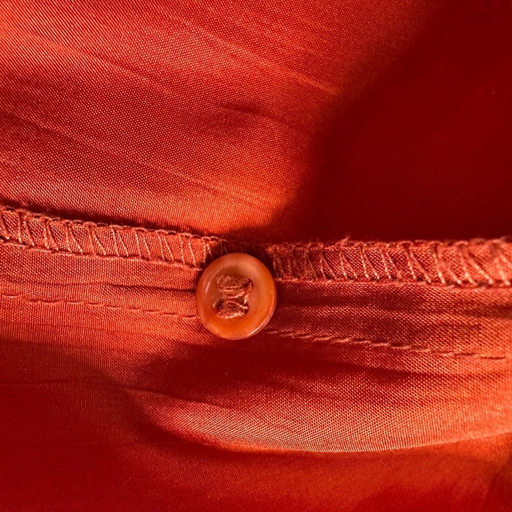 Vintage Yessica by C&A 100% Silk Rust Orange Asymmetrical Button Blouse (US 12) - Picture 8 of 14